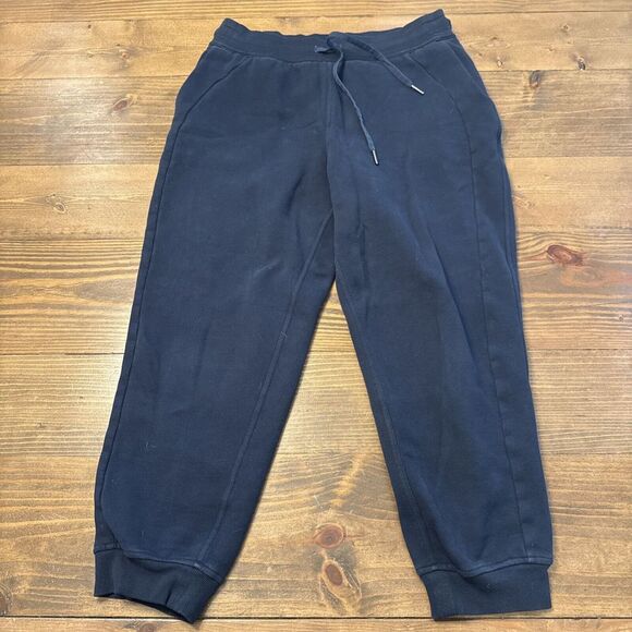 Lululemon Scuba High Rise Jogger Crop Pants Fleece Navy Blue Women's‎ Size 10 - Picture 1 of 6